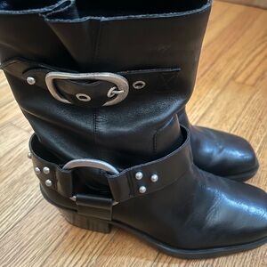 Nordstrom Black Ankle Boots with Silver Accents